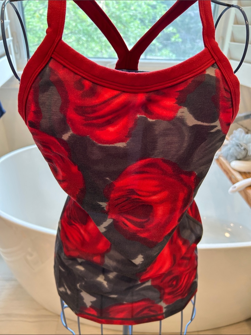Lululemon Red Rose Print Tank Top